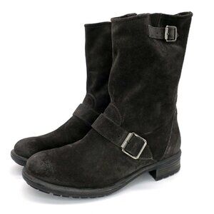 Paul Green Adison Boots Grey Suede Buckle Biker Moto Slouch Women's 4UK (6.5 US)